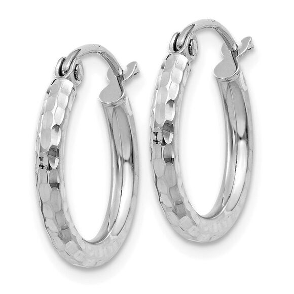 2mm, 14k White Gold Diamond-cut Hoops, 15mm (9/16 Inch)